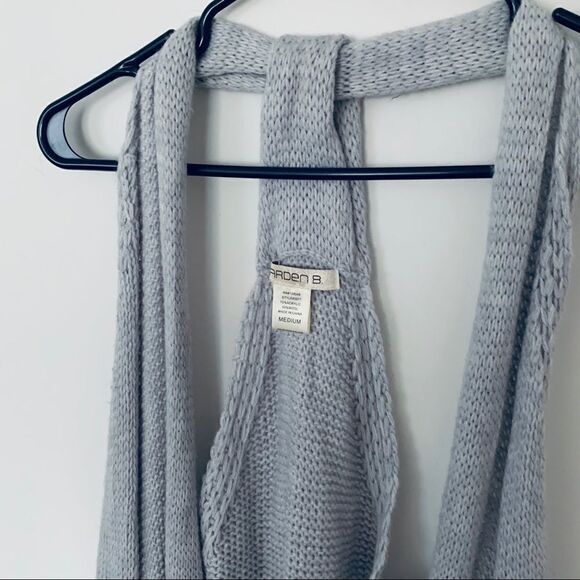 Grey Sweater Vest with Faux Leather Detail - Picture 2 of 3